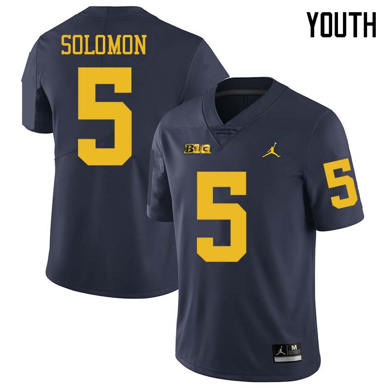 Jordan Brand Youth #5 Aubrey Solomon Michigan Wolverines College Football Jerseys Sale-Navy